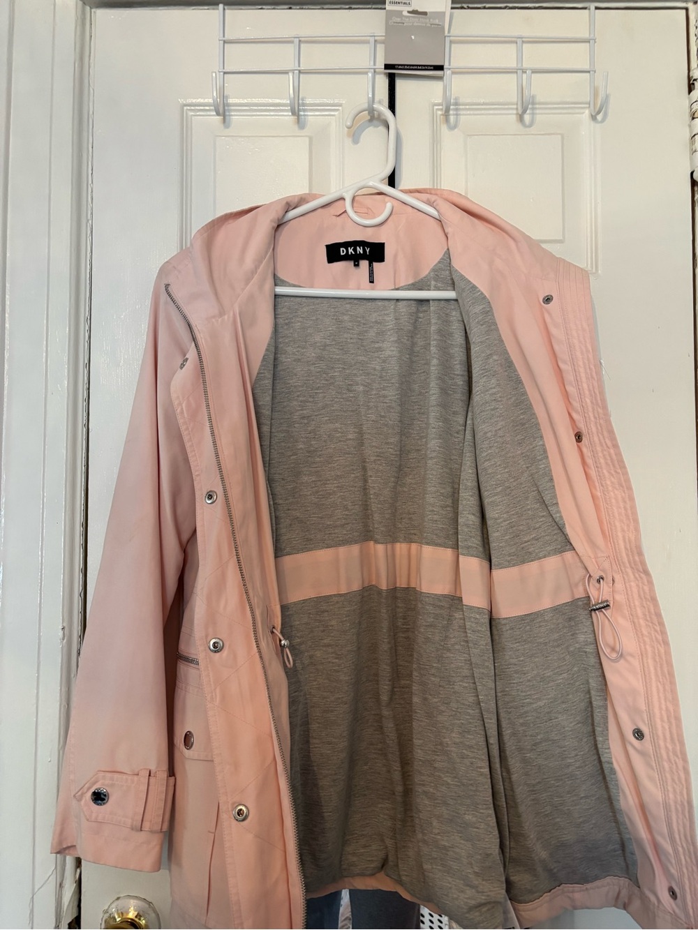 DKNY Women's Hooded Light Pink Rain Jacket - Picture 3 of 9